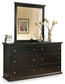 Maribel Queen/Full Panel Headboard with Mirrored Dresser and Chest