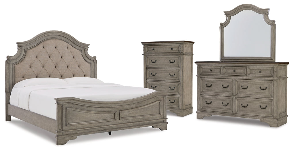 Lodenbay California King Panel Bed with Mirrored Dresser and Chest