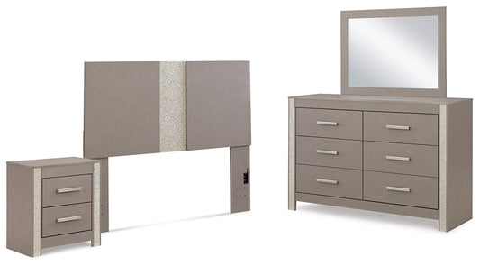 Surancha Queen/Full Panel Headboard with Mirrored Dresser and Nightstand