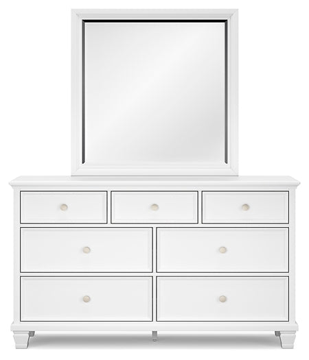 Fortman Queen Panel Bed with Mirrored Dresser and Chest